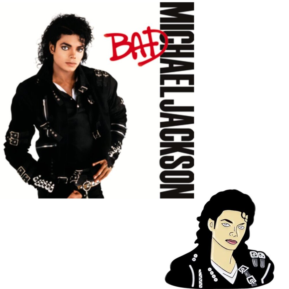 MICHAEL JACKSON ‘BAD’ALBUM COVER ENAMEL PIN LAPEL PIN BROOCH NWT - Picture 2 of 12